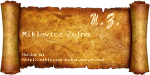 Miklovicz Zolna névjegykártya
